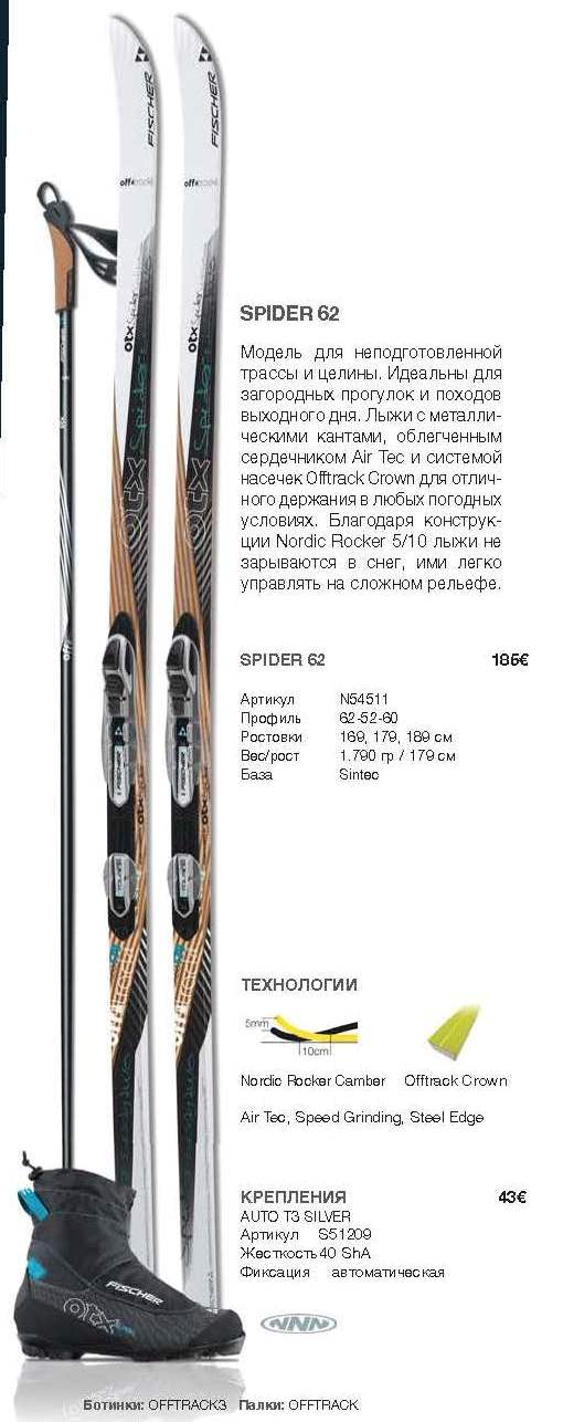 Лыжи «Fischer» Spider 62 – очень достойное и относительно бюджетное решение.