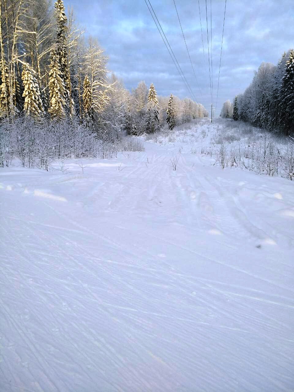 На этой фотографии виден тот самый поворот под высоковольтной линией, по которому должна была бы проходить гомологированнная трасса. Эту фотографию мне прислали из Сыктывкара тренеры, когда они сообщили мне, что трассу под декабрьские соревнования так и не изменили, и не подготовили в соответствии с сертификатом. Интересно, к январскому чемпионату Федерального округа подготовят или оставят все как есть? 