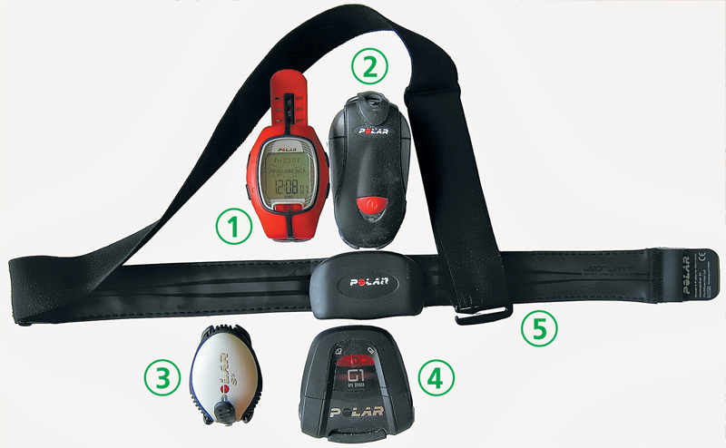 POLAR 1. RS300x2. Беговой датчик S13. Беговой датчик S3 W.I.N.D. (для RS800cx)4. Датчик GPS G15. Датчик пульса WearLink