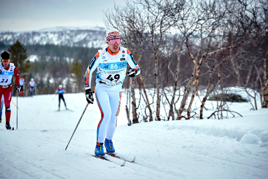 Бронзовый призер женской 50-километровой гонки Оксана Яковлева из Spine Team