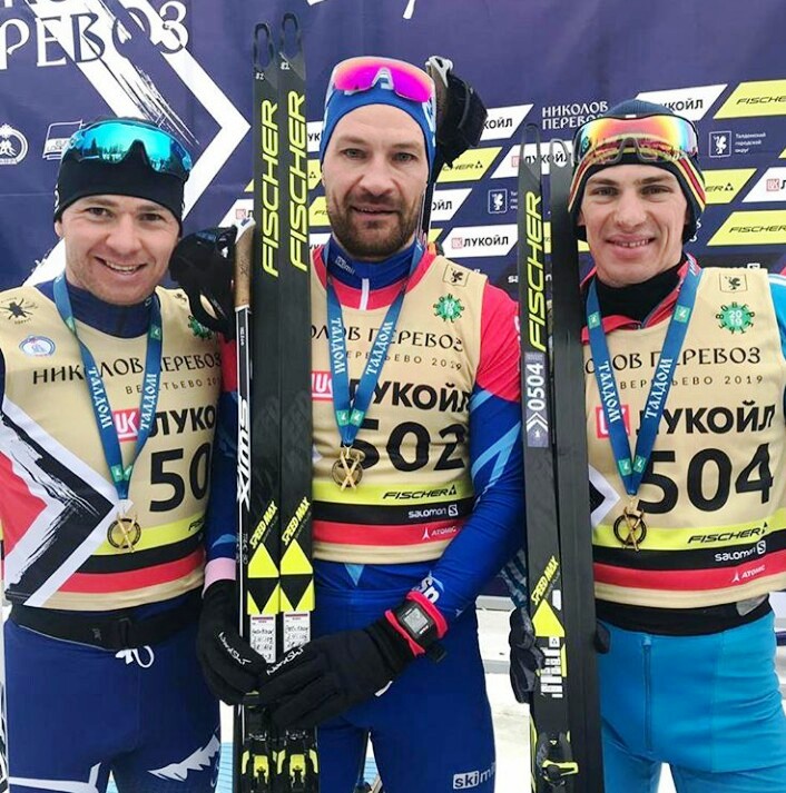 Победитель и призеры марафона "Николов Перевоз 2019". Слева направо: Рауль Шакирзянов, Алексей Петухов, Алексей Шемякин