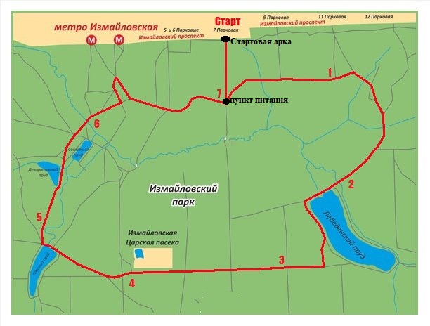 Карта измайловского парка для ориентирования