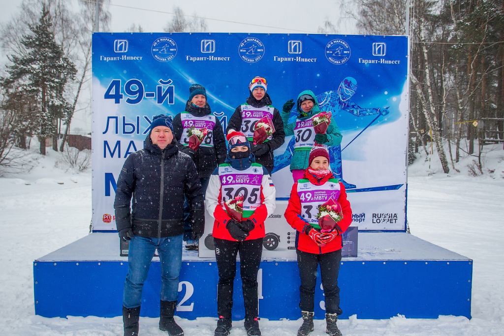 Победительница и призеры 49-го Лыжного марафона МВТУ среди женщин