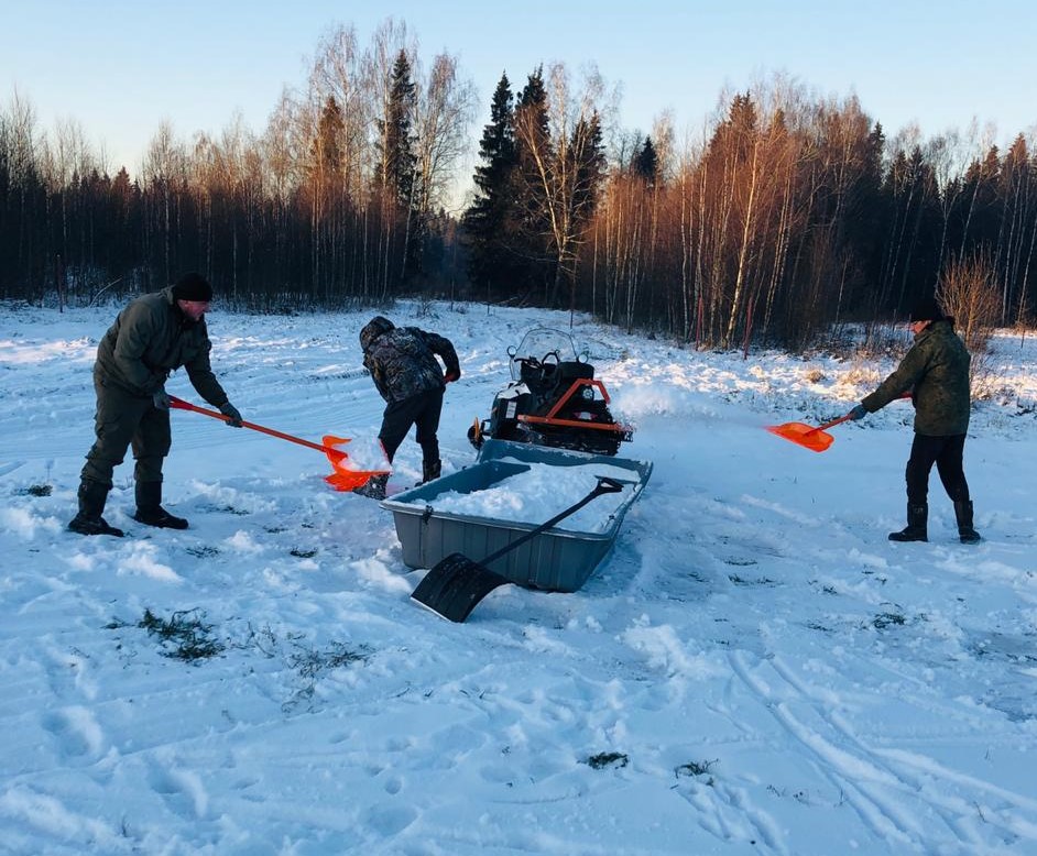 ГАБО. Снег приходится собирать в полях буквально по крохам. 