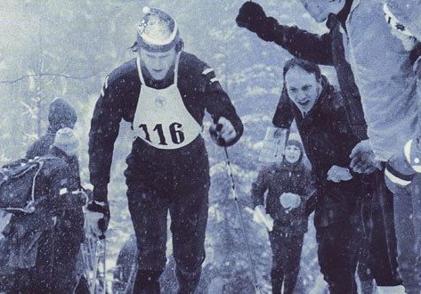 О.Бро на победном 50 км марафоне в Холменколлене 1975г.