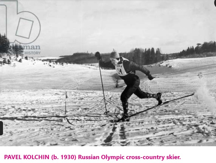 Павел Колчин на предолимпийской неделе 1959 г., проходившей в Скво-Вэлли на трассах предстоящих зимних Игр. 