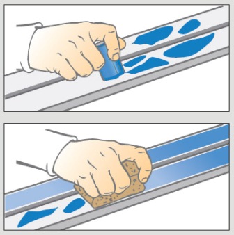 Из архива редакции Рецепт смазки лыж твёрдыми мазями. Вы намазываете лыжу банкой или брикетом мази, и растираете её затем пробкой-растиркой до появления однородного блестящего слоя.